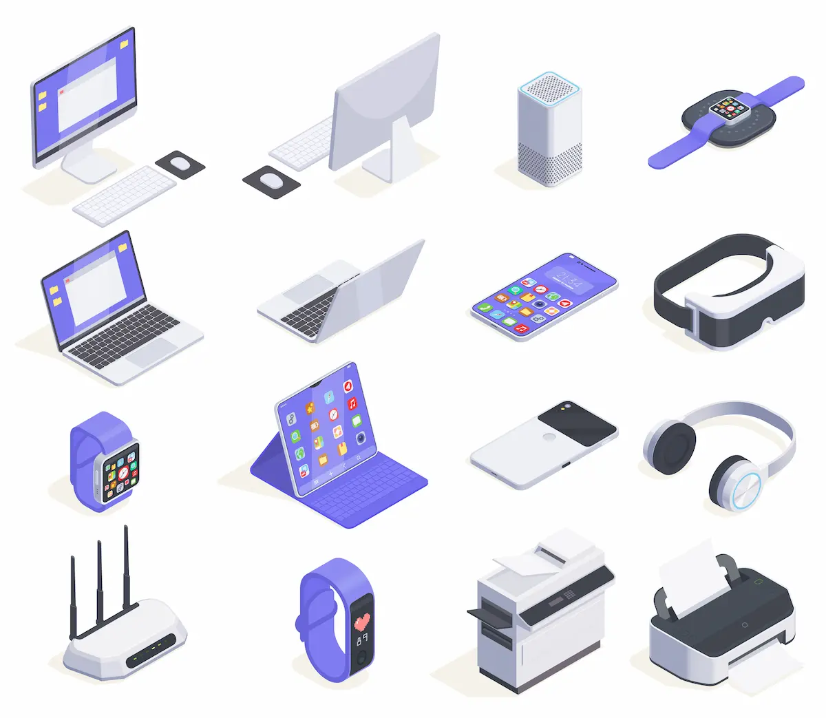 Illustration de Périphériques pour l'ordinateur (imprimante, webcam, clavier ...)